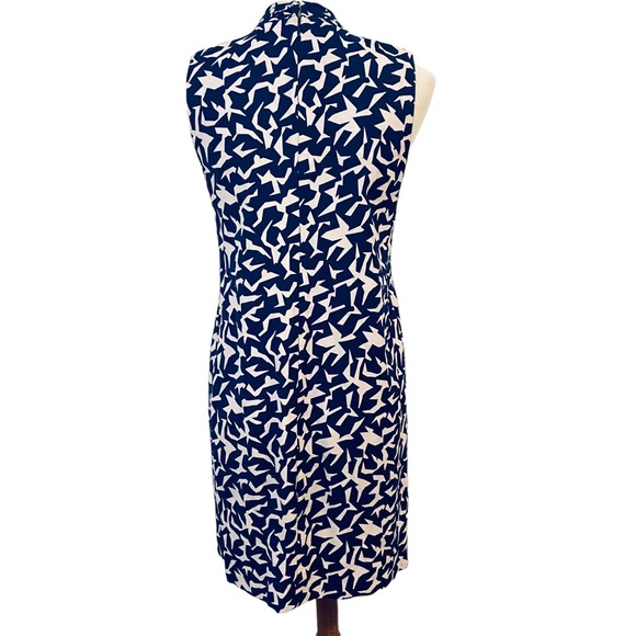 Diane Von Furstenberg Navy Cream Natalie Sheath Shift Dress Womens Sz 6 - Picture 8 of 14